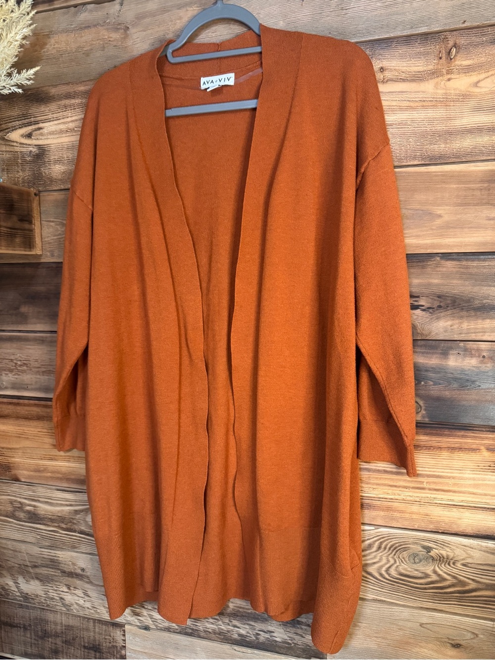 Ava & Viv Open Front Rust Orange Women's Cardigan Sweater XXL